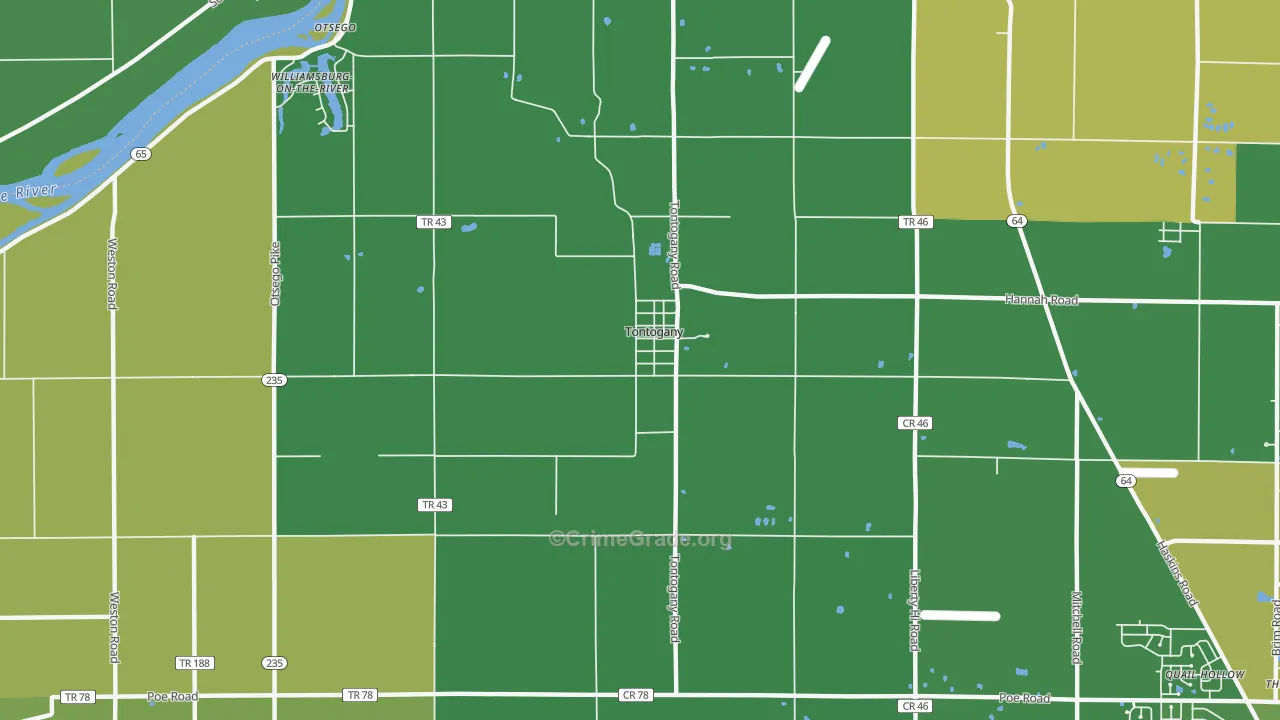 Tontogany, OH Map of Drug-Related Crime Rates