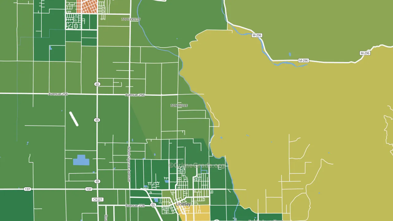 Tonyville, CA Map of Drug-Related Crime Rates