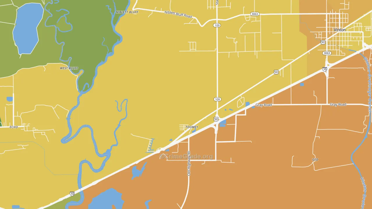 Toomey, LA Map of Drug-Related Crime Rates