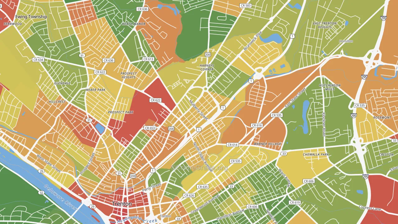 Top Road, Trenton, NJ Map of Drug-Related Crime Rates