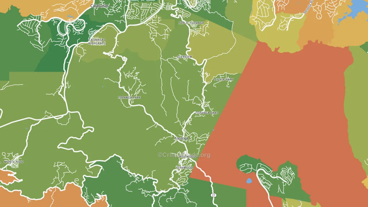 Topanga, CA Map of Drug-Related Crime Rates