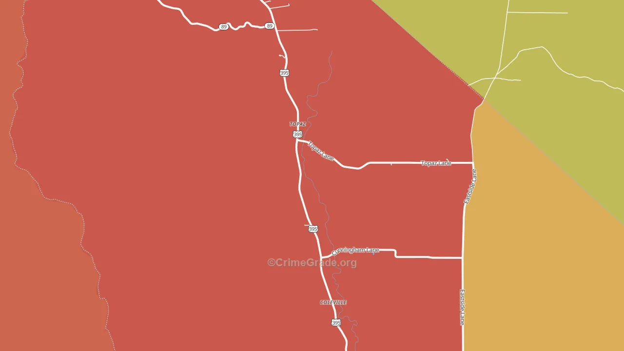 Topaz, CA Map of Drug-Related Crime Rates