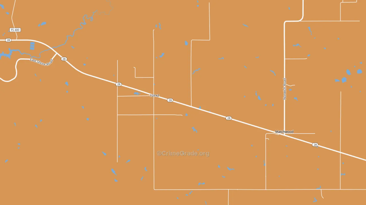 Topaz, MI Map of Drug-Related Crime Rates