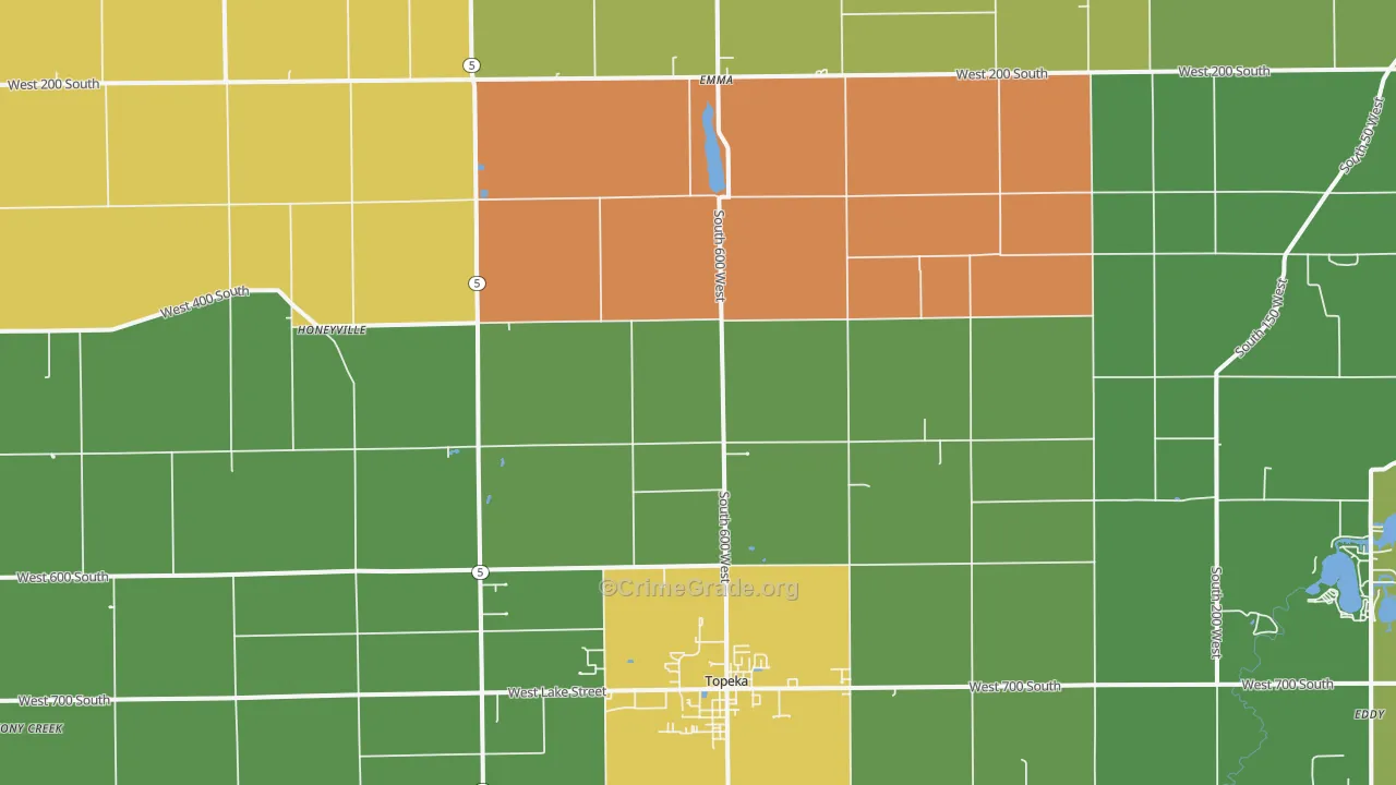 Topeka, IN Map of Drug-Related Crime Rates