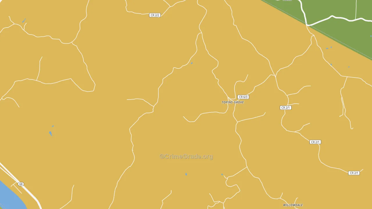 Topins Grove, WV Map of Drug-Related Crime Rates