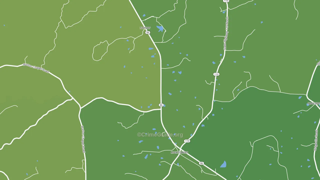 Topnot, NC Map of Drug-Related Crime Rates