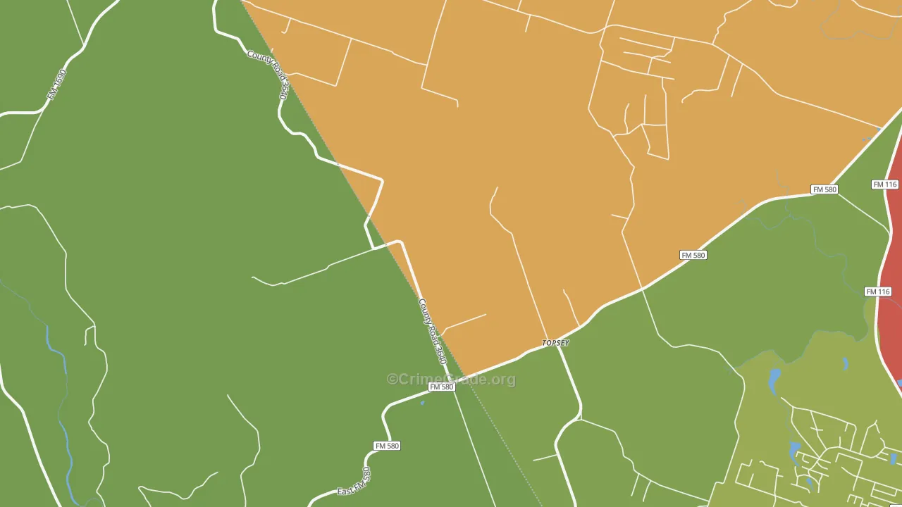 Topsey, TX Map of Drug-Related Crime Rates