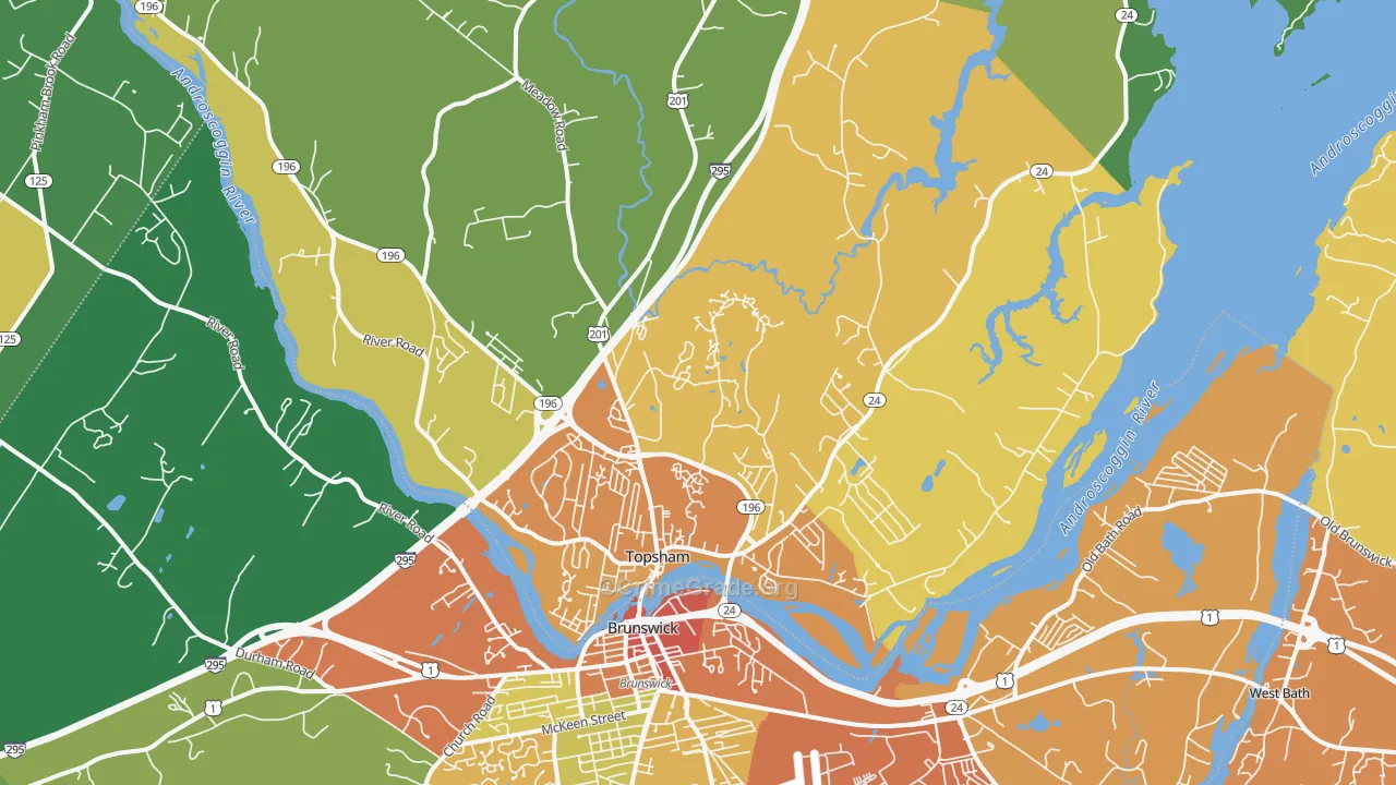 Topsham, ME Map of Drug-Related Crime Rates