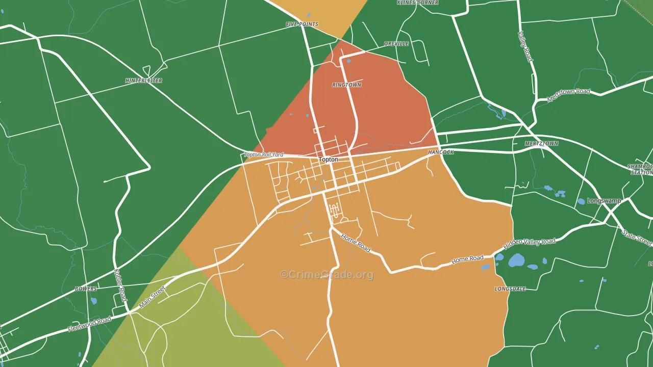 Topton, PA Map of Drug-Related Crime Rates