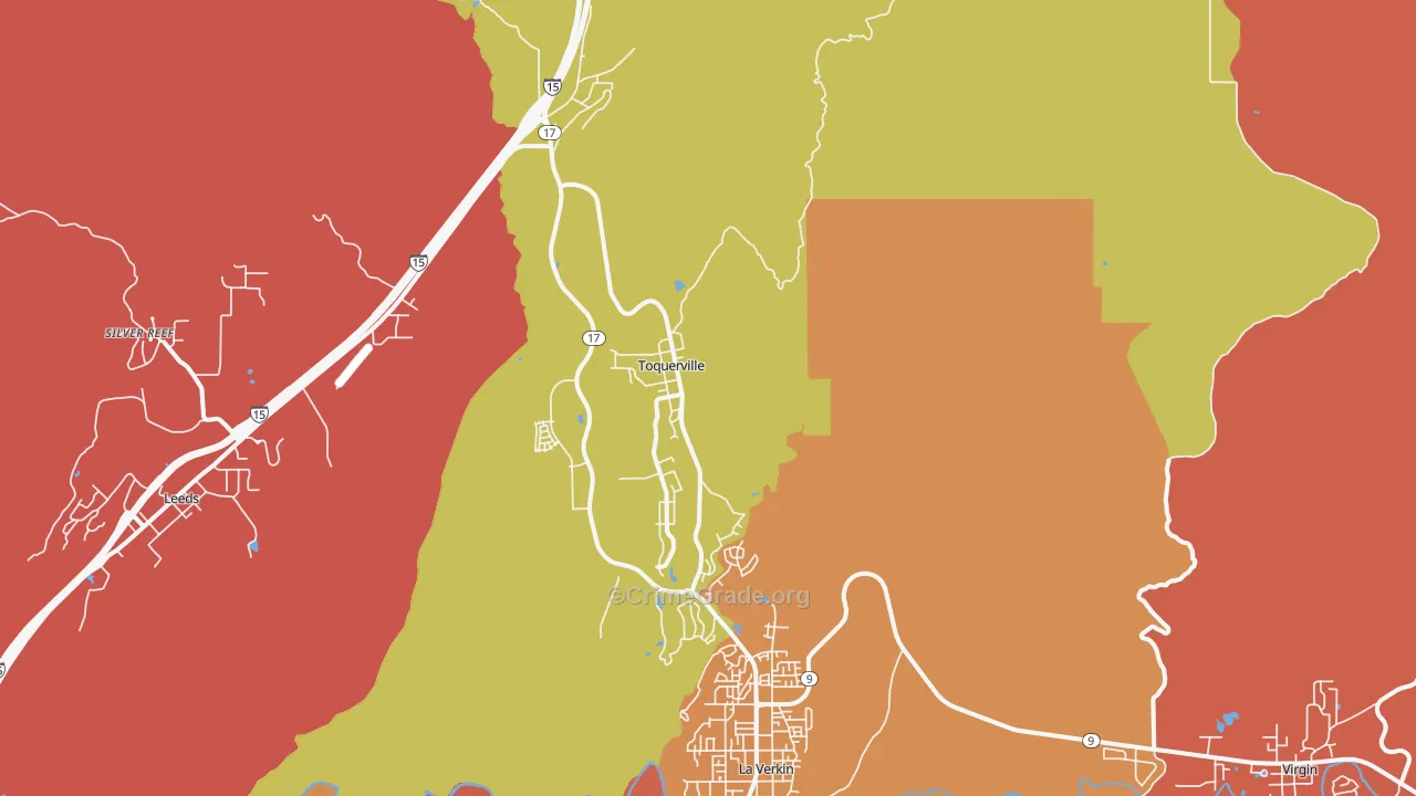 Toquerville, UT Map of Drug-Related Crime Rates