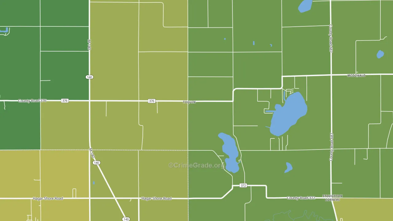 Toquin, MI Map of Drug-Related Crime Rates