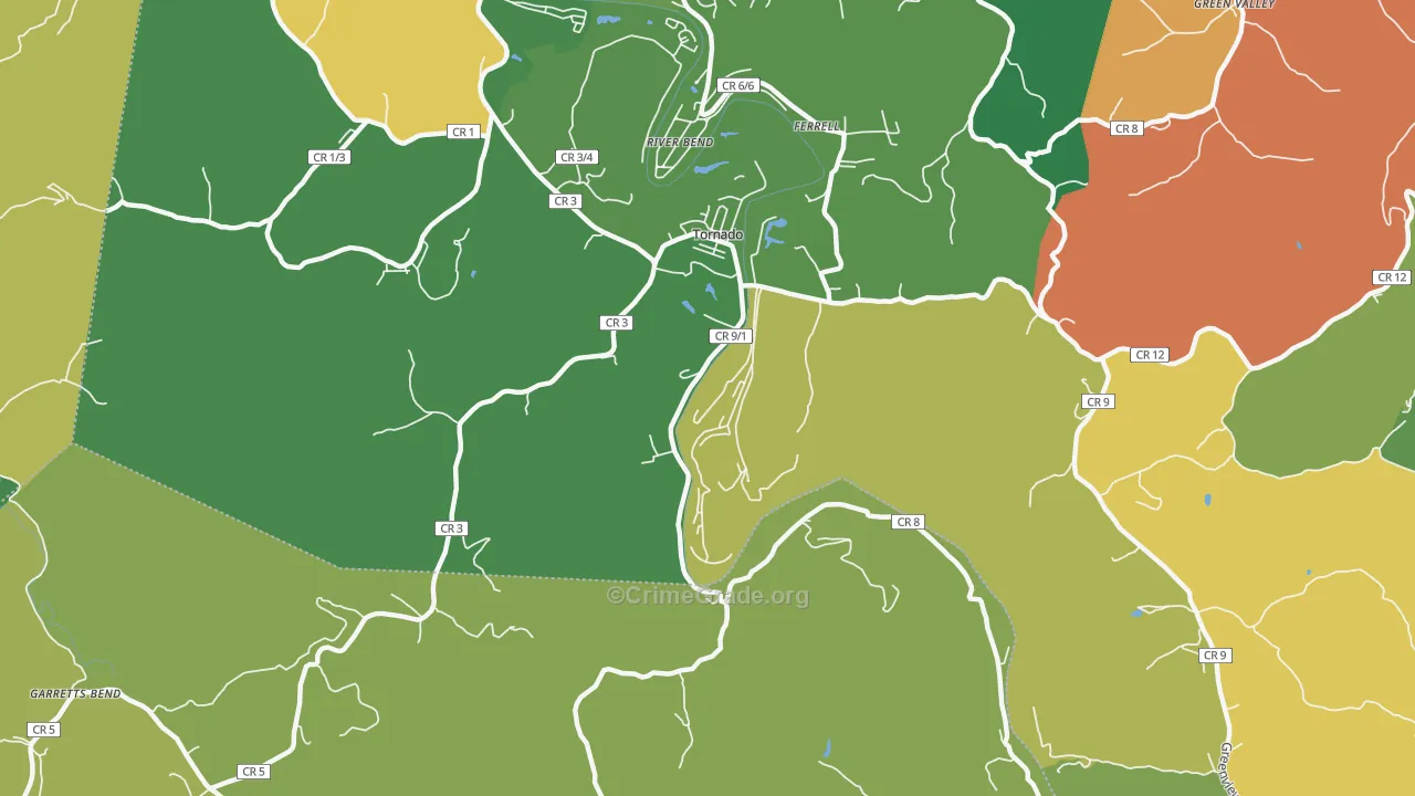 Tornado, WV Map of Drug-Related Crime Rates