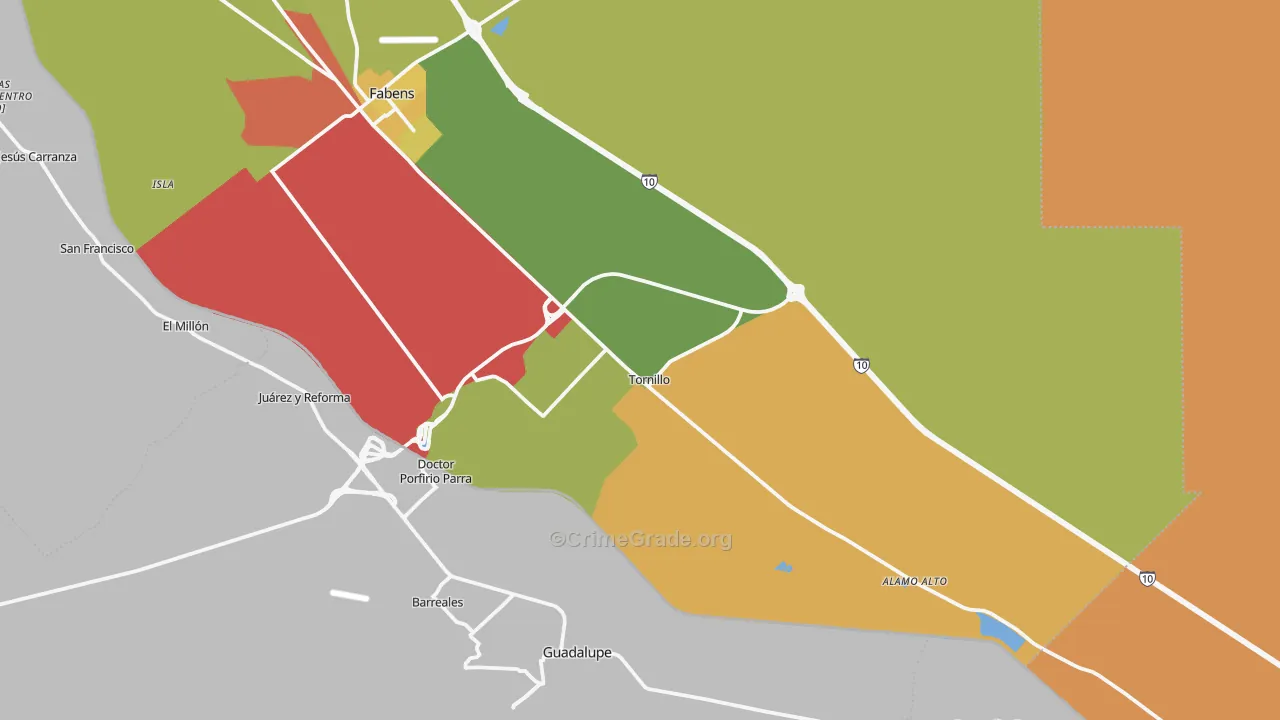 Tornillo, TX Map of Drug-Related Crime Rates