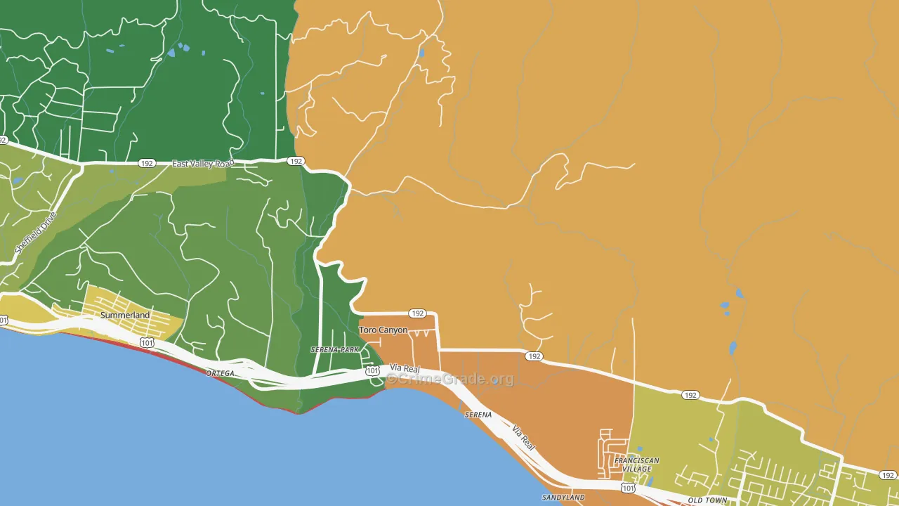 Toro Canyon, CA Map of Drug-Related Crime Rates