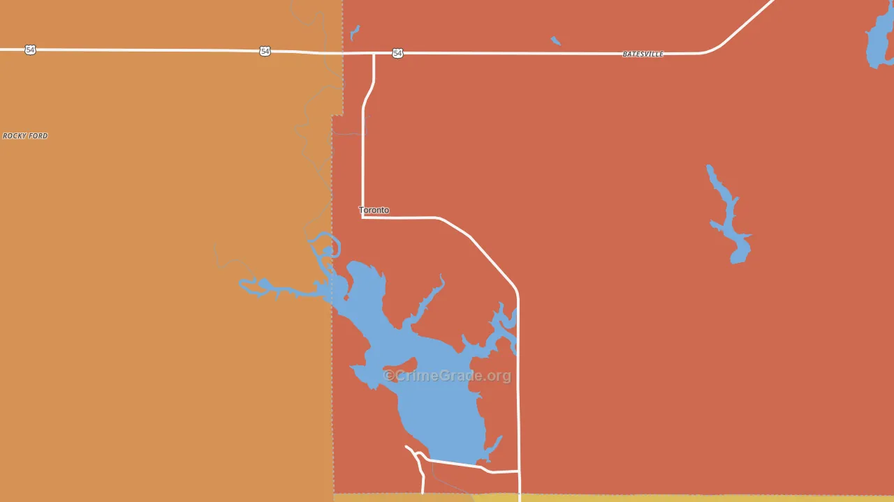 Toronto, KS Map of Drug-Related Crime Rates