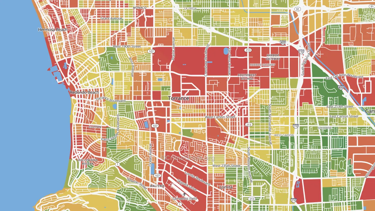 Torrance, CA Map of Drug-Related Crime Rates