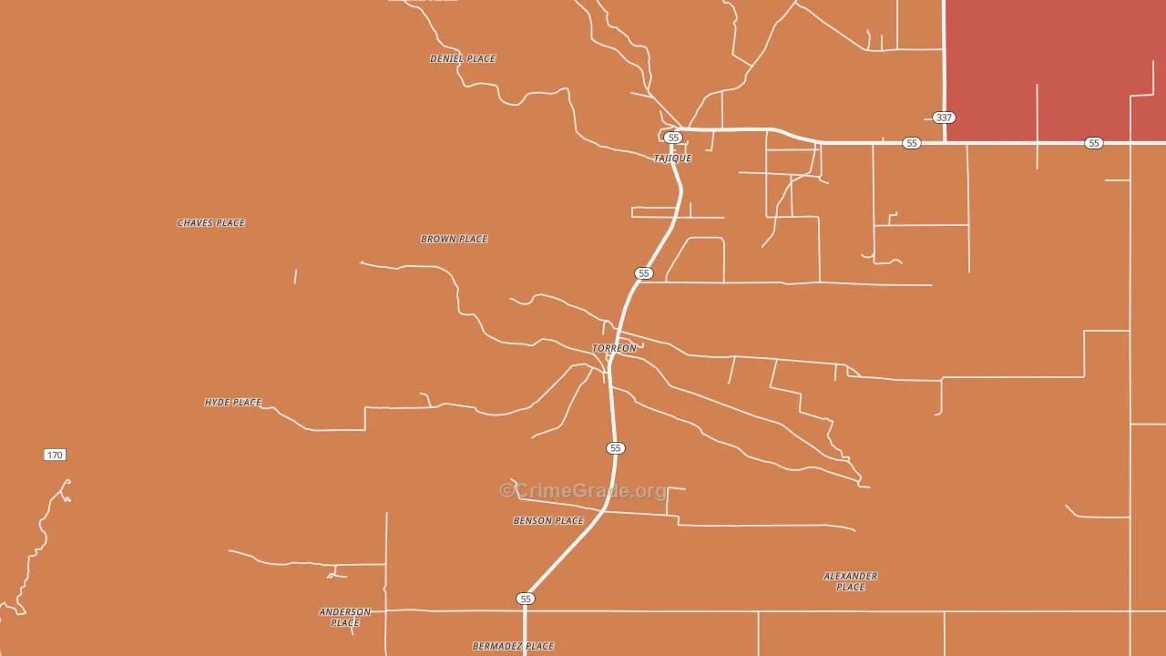 Torreon, NM Map of Drug-Related Crime Rates