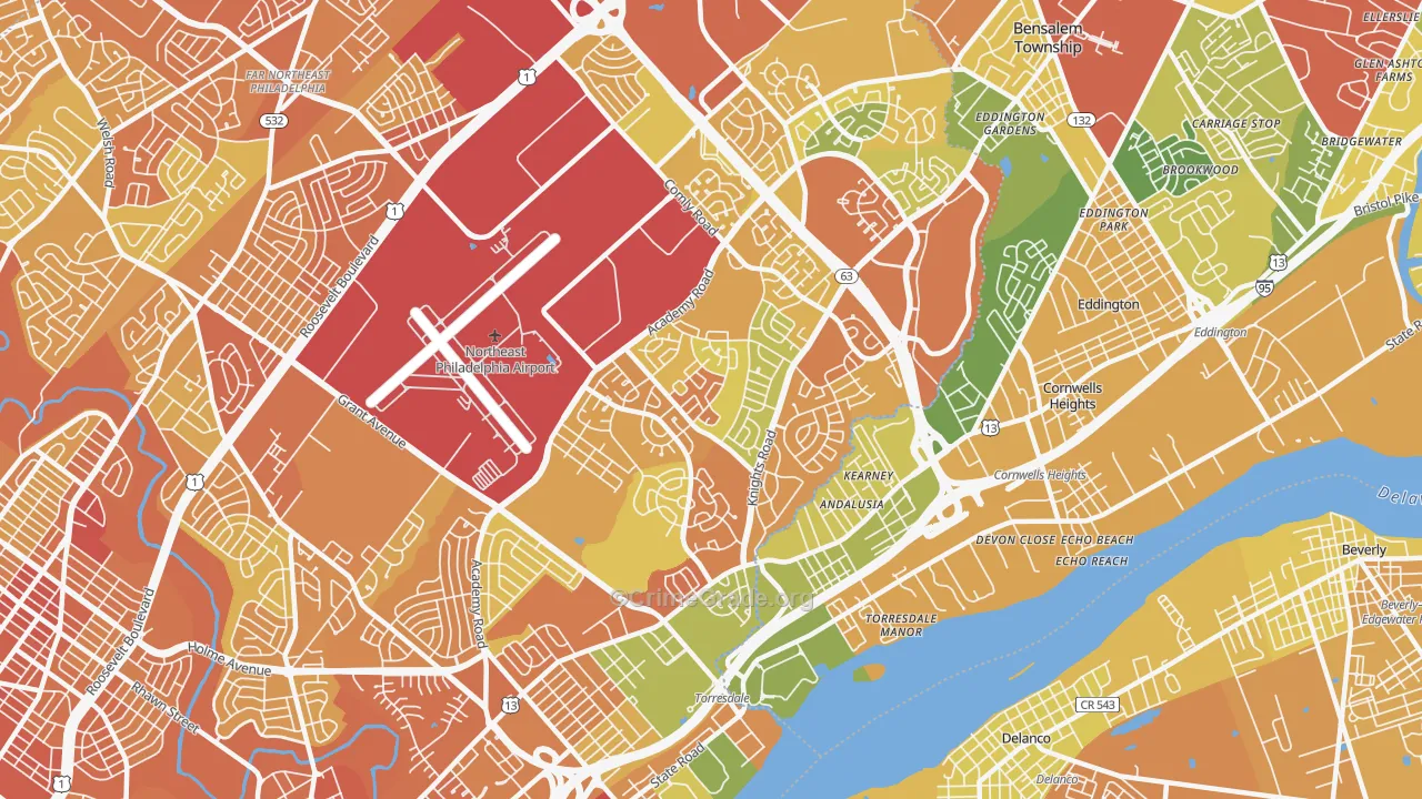 Torresdale, Philadelphia, PA Map of Drug-Related Crime Rates