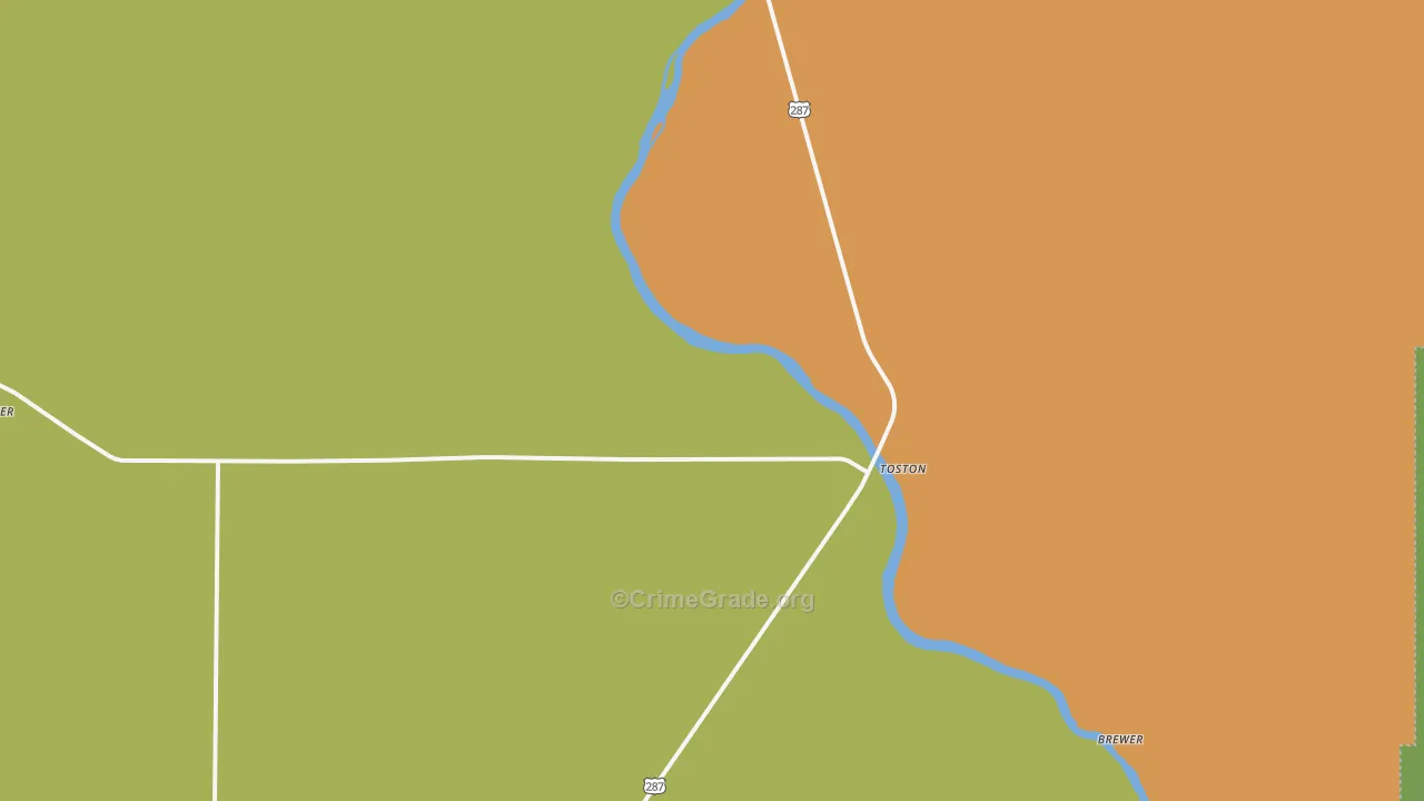 Toston, MT Map of Drug-Related Crime Rates