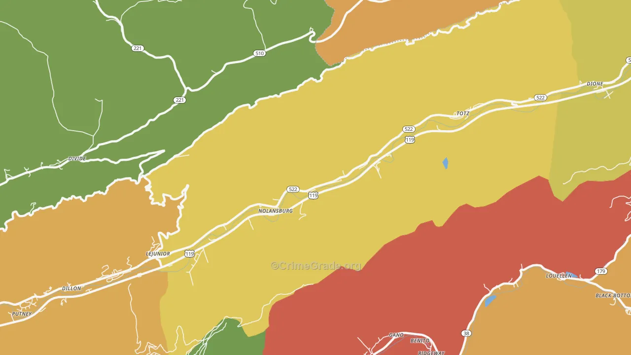 Totz, KY Map of Drug-Related Crime Rates