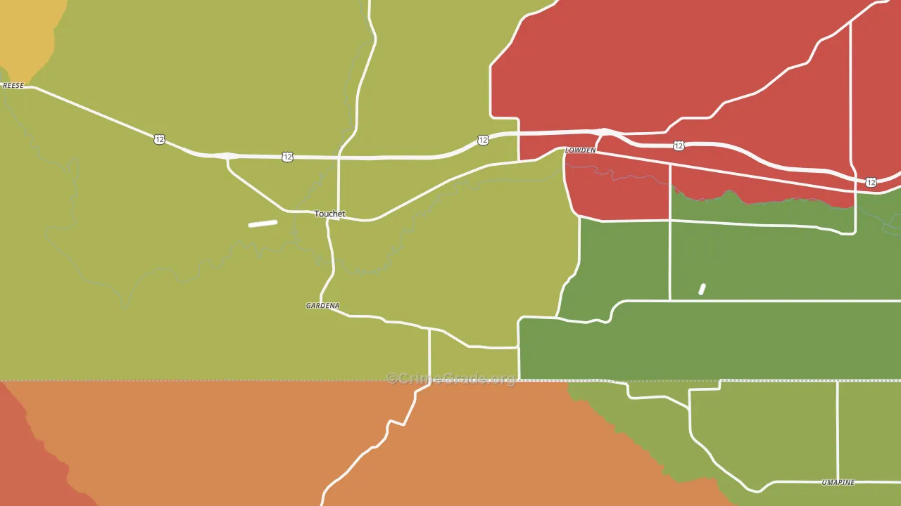 Touchet, WA Map of Drug-Related Crime Rates