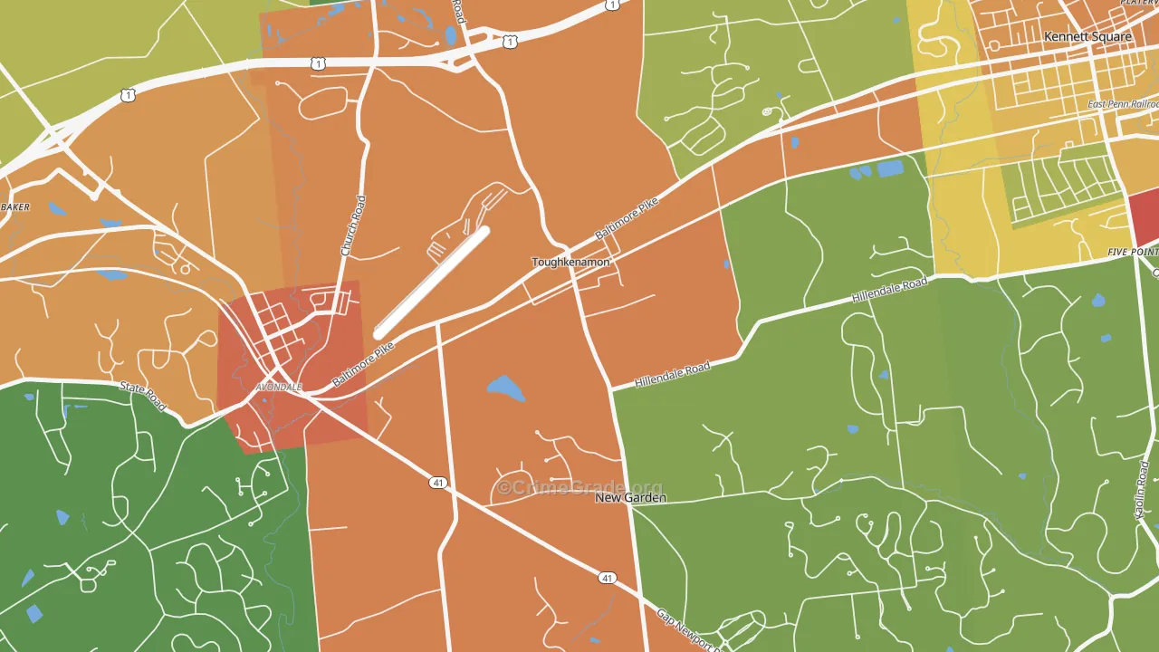 Toughkenamon, PA Map of Drug-Related Crime Rates