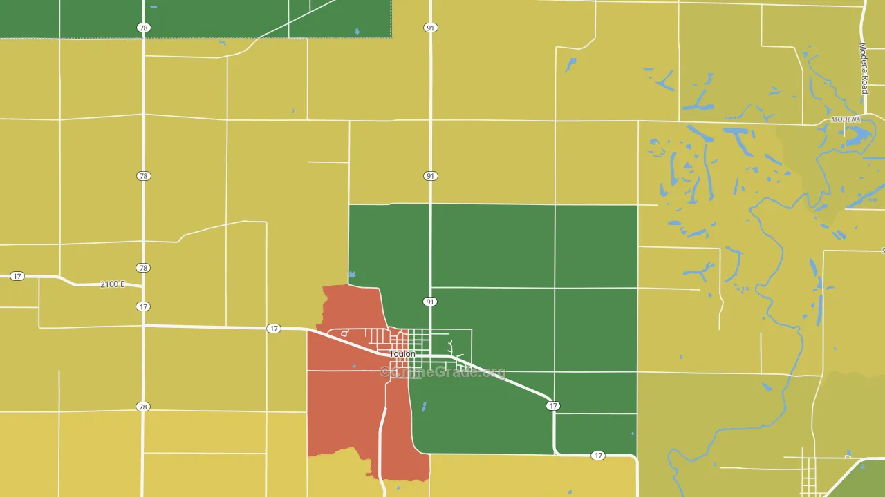 Toulon, IL Map of Drug-Related Crime Rates