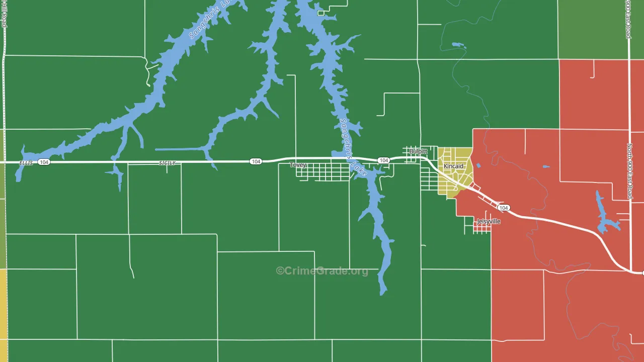 Tovey, IL Map of Drug-Related Crime Rates