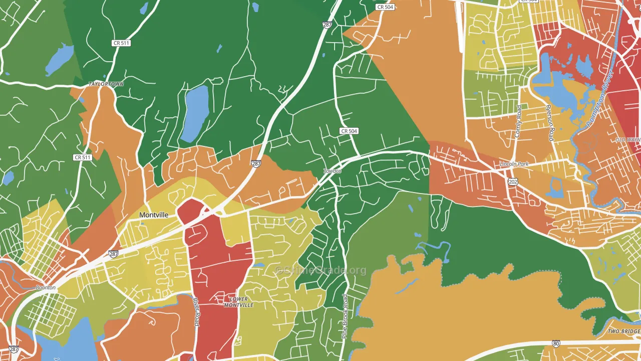 Towaco, NJ Map of Drug-Related Crime Rates