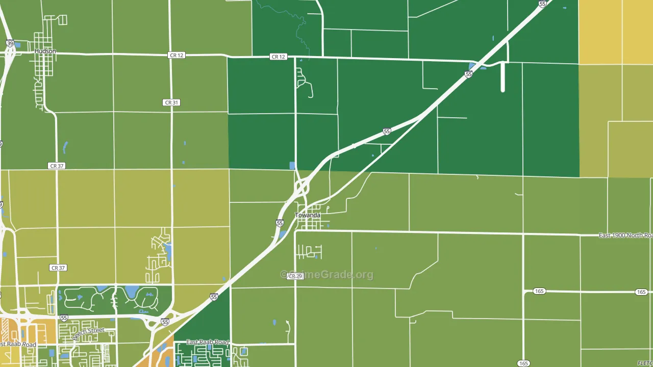 Towanda, IL Map of Drug-Related Crime Rates