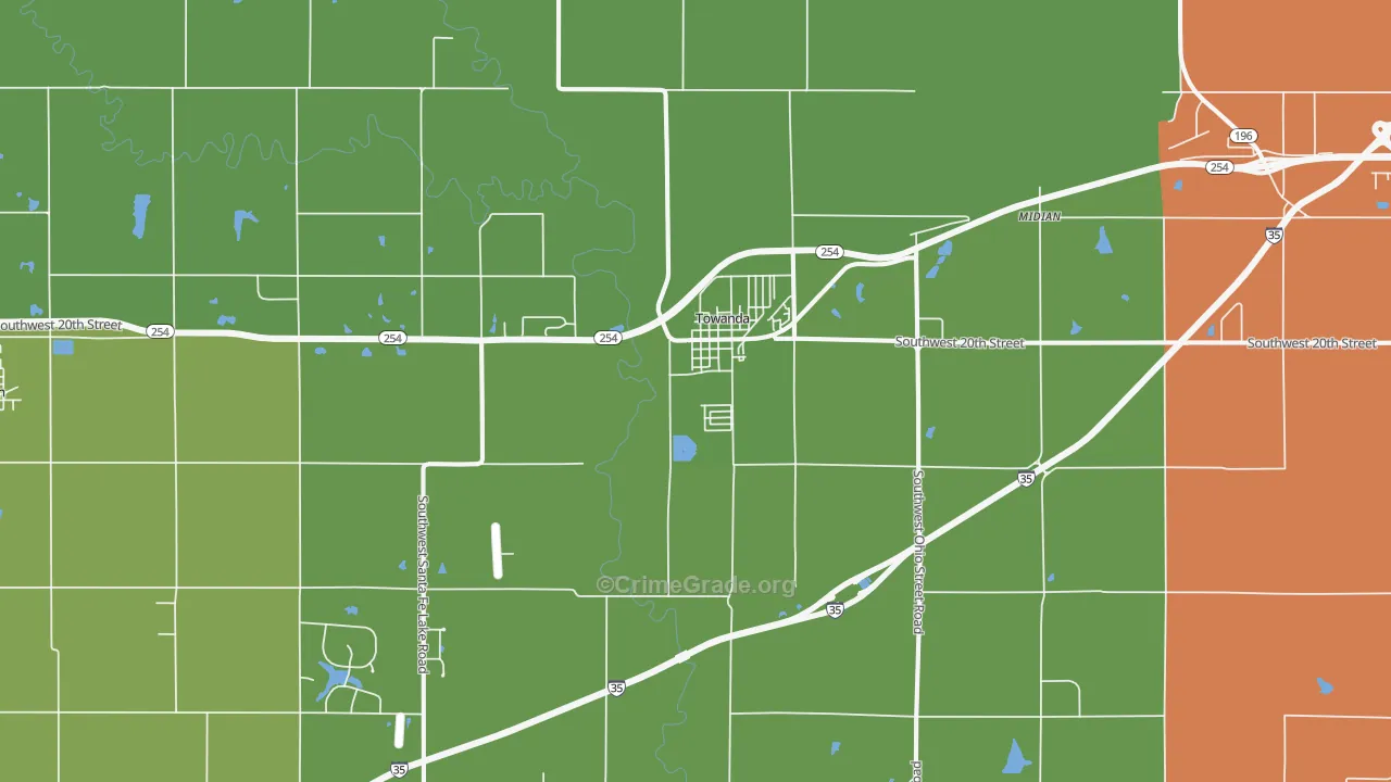 Towanda, KS Map of Drug-Related Crime Rates