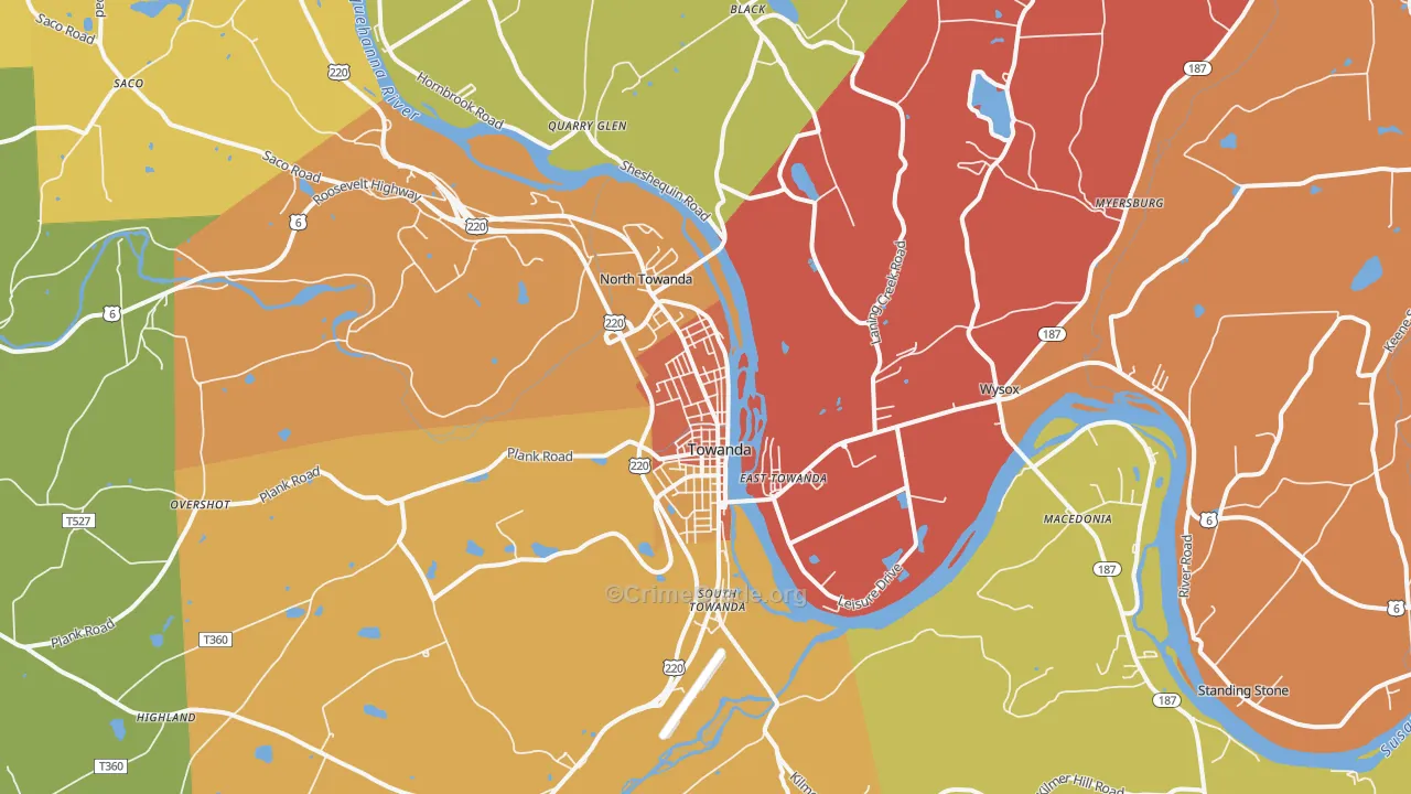 Towanda, PA Map of Drug-Related Crime Rates