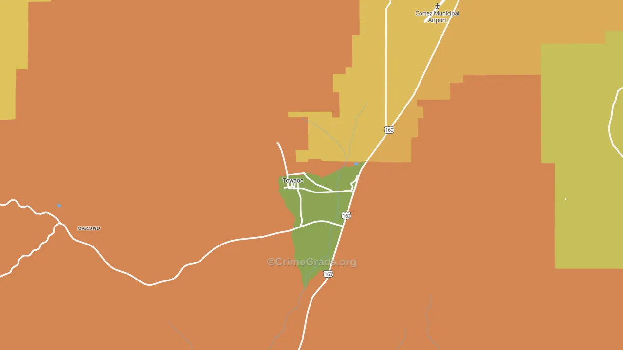 Towaoc, CO Map of Drug-Related Crime Rates