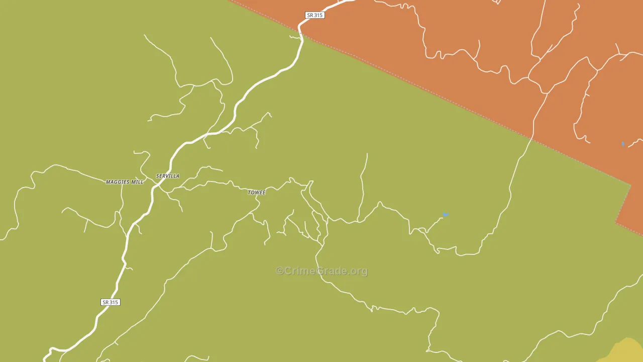 Towee, TN Map of Drug-Related Crime Rates
