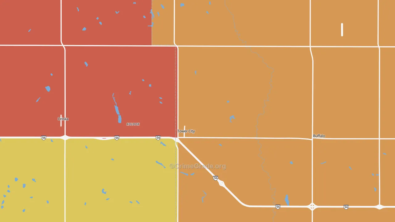 Tower City, ND Map of Drug-Related Crime Rates