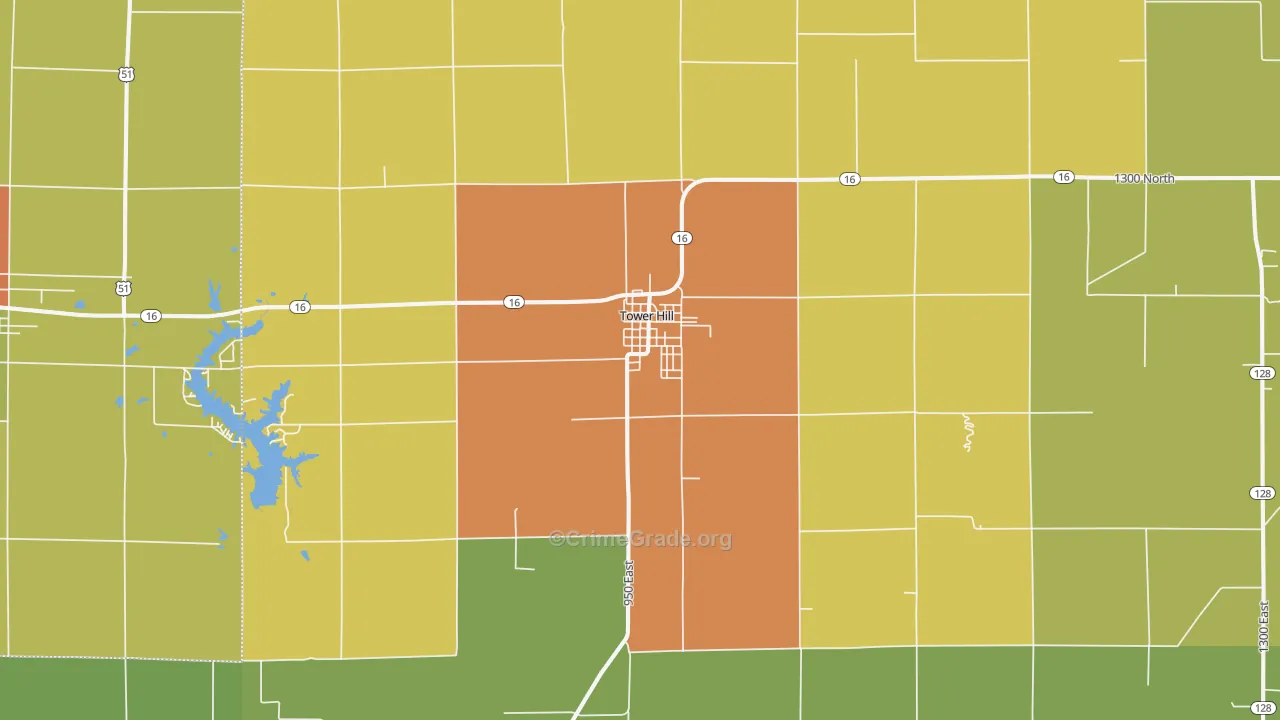 Tower Hill, IL Map of Drug-Related Crime Rates