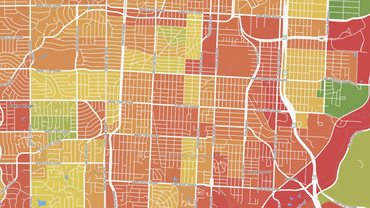 Tower Homes, Kansas City, MO Map of Drug-Related Crime Rates