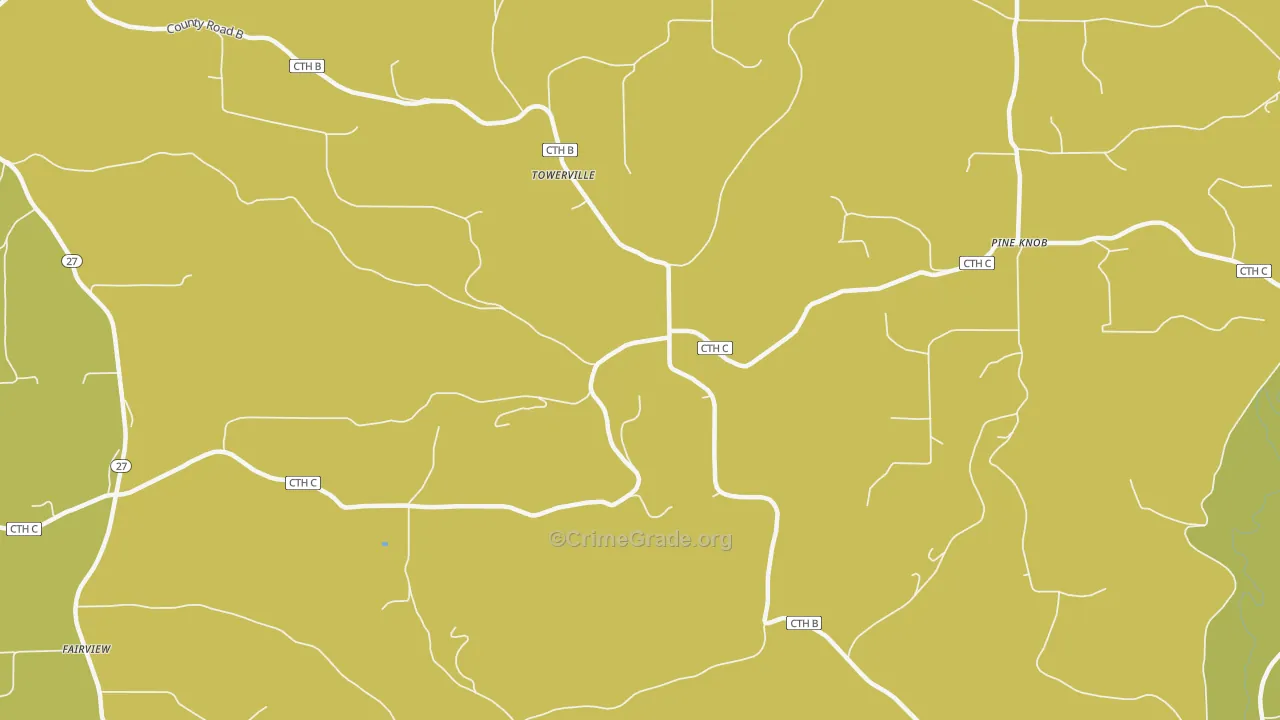Towerville, WI Map of Drug-Related Crime Rates