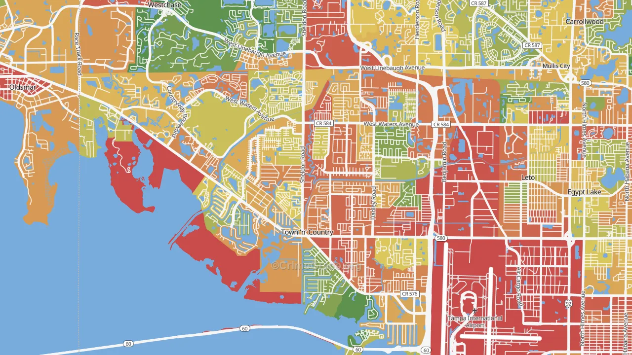 Town 'n' Country, FL Map of Drug-Related Crime Rates