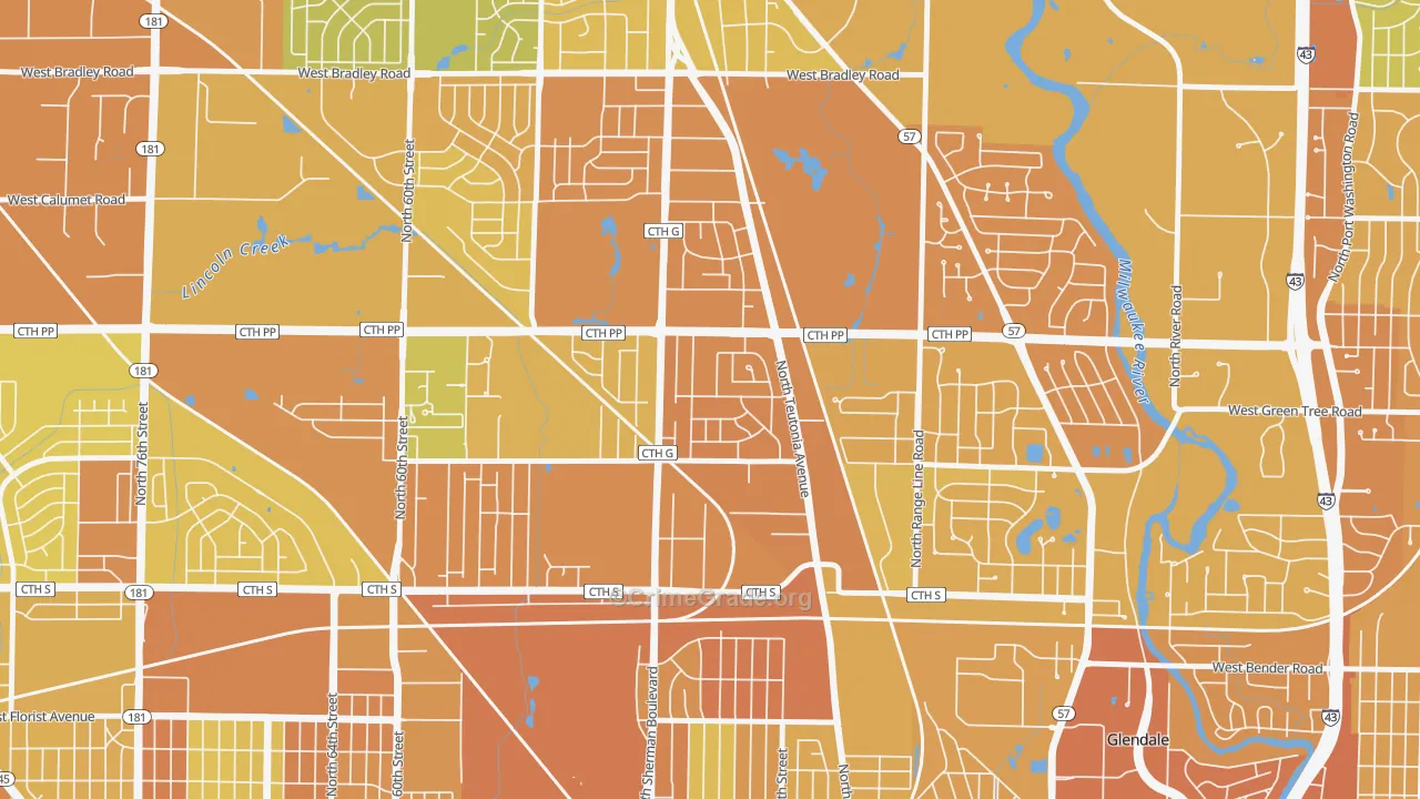 Town and Country Manor, Milwaukee, WI Map of Drug-Related Crime Rates
