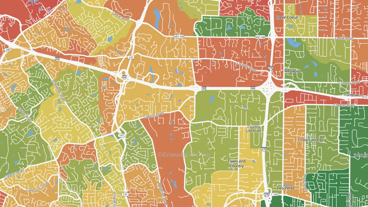 Town and Country, MO Map of Drug-Related Crime Rates