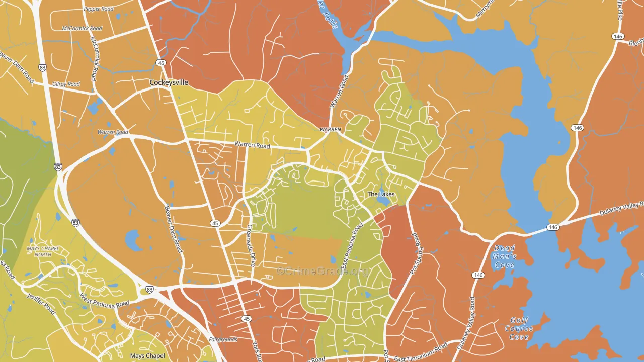 Town and Country North, Cockeysville, MD Map of Drug-Related Crime Rates