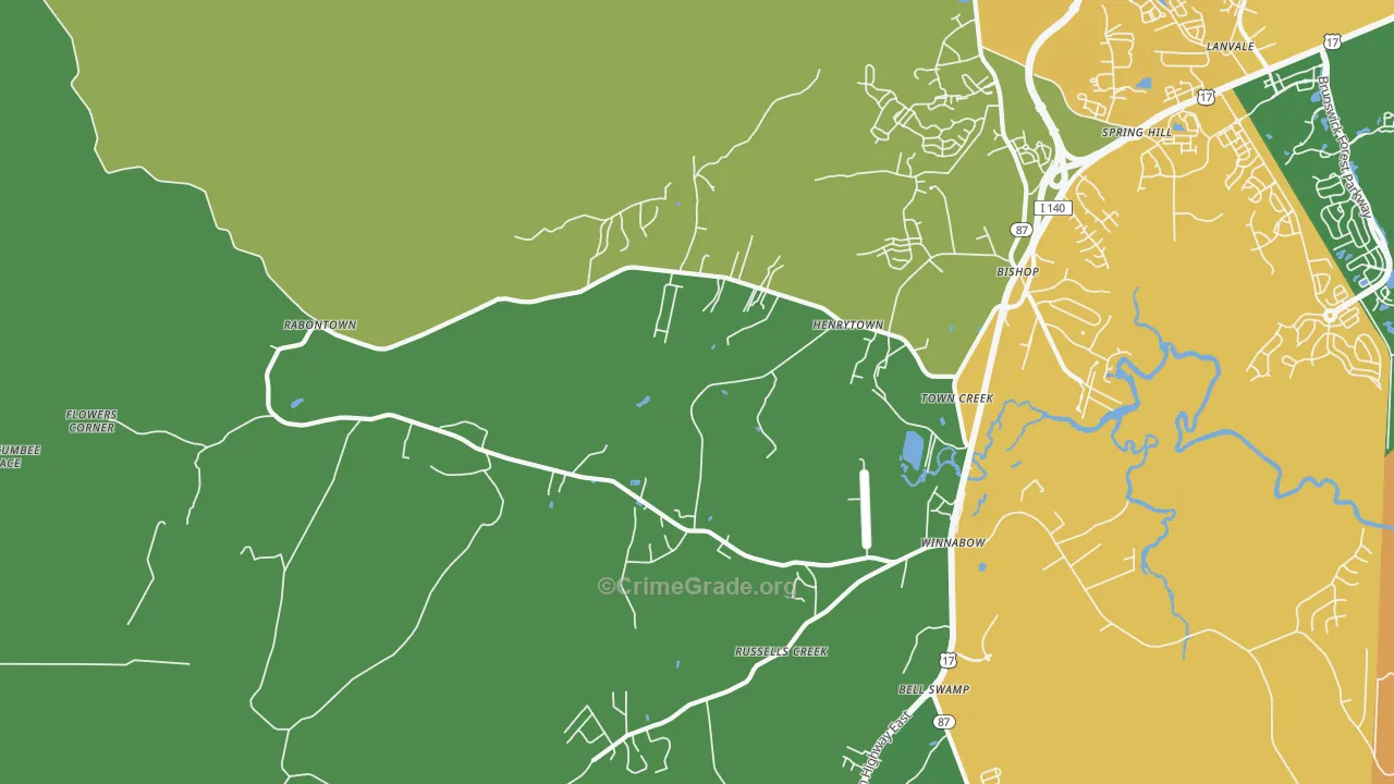 Town Creek, NC Map of Drug-Related Crime Rates