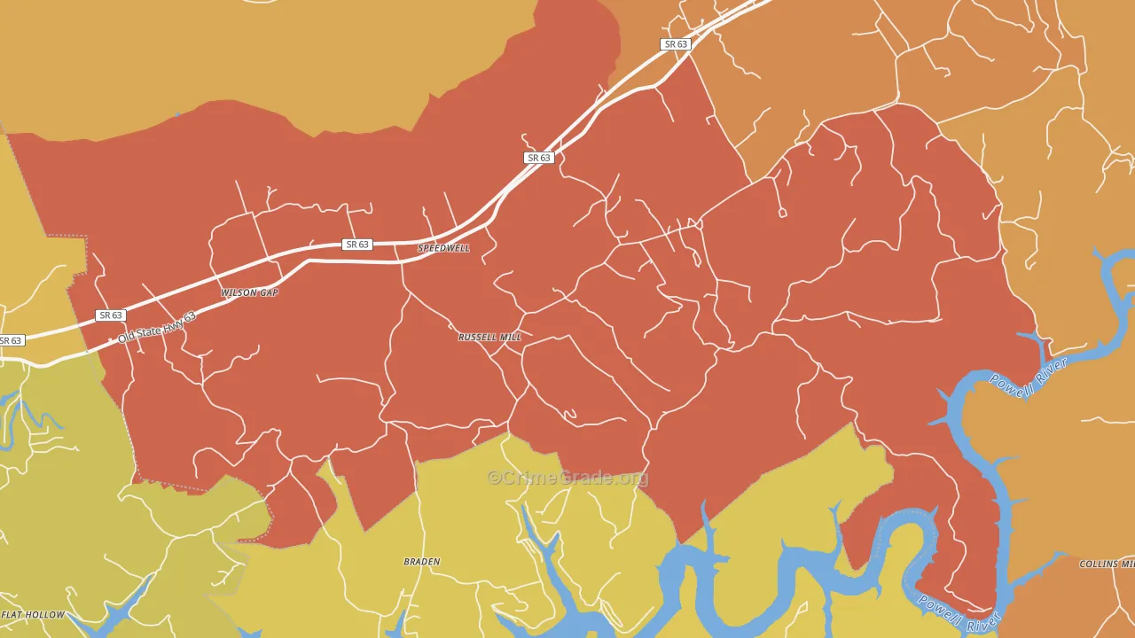 Town Creek, TN Map of Drug-Related Crime Rates