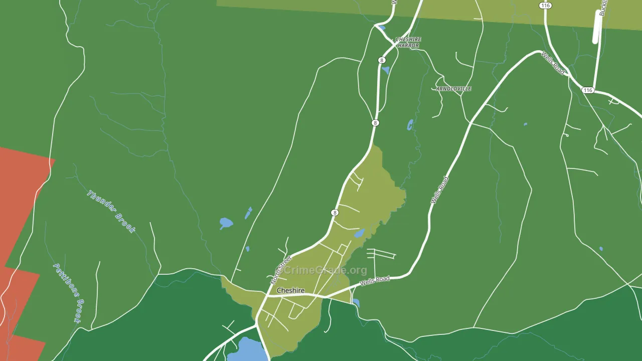 Town Crest Village, MA Map of Drug-Related Crime Rates