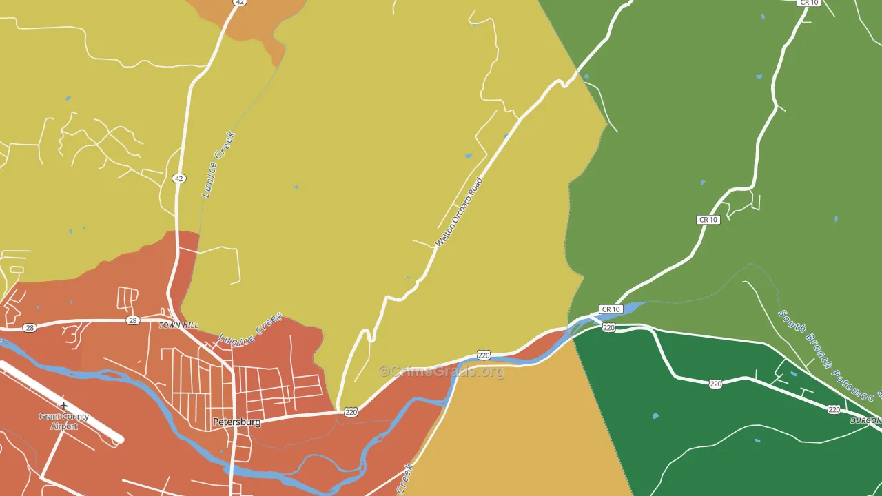 Town Hill, WV Map of Drug-Related Crime Rates
