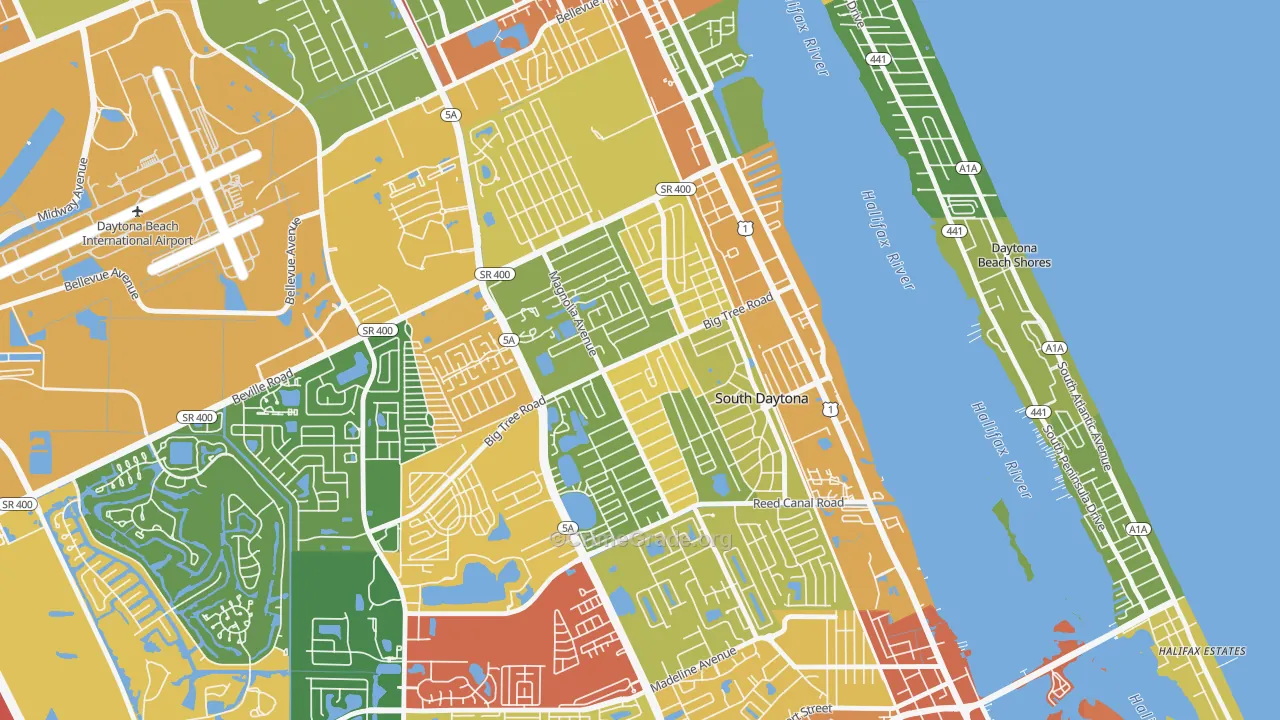 Town of Blake, South Daytona, FL Map of Drug-Related Crime Rates