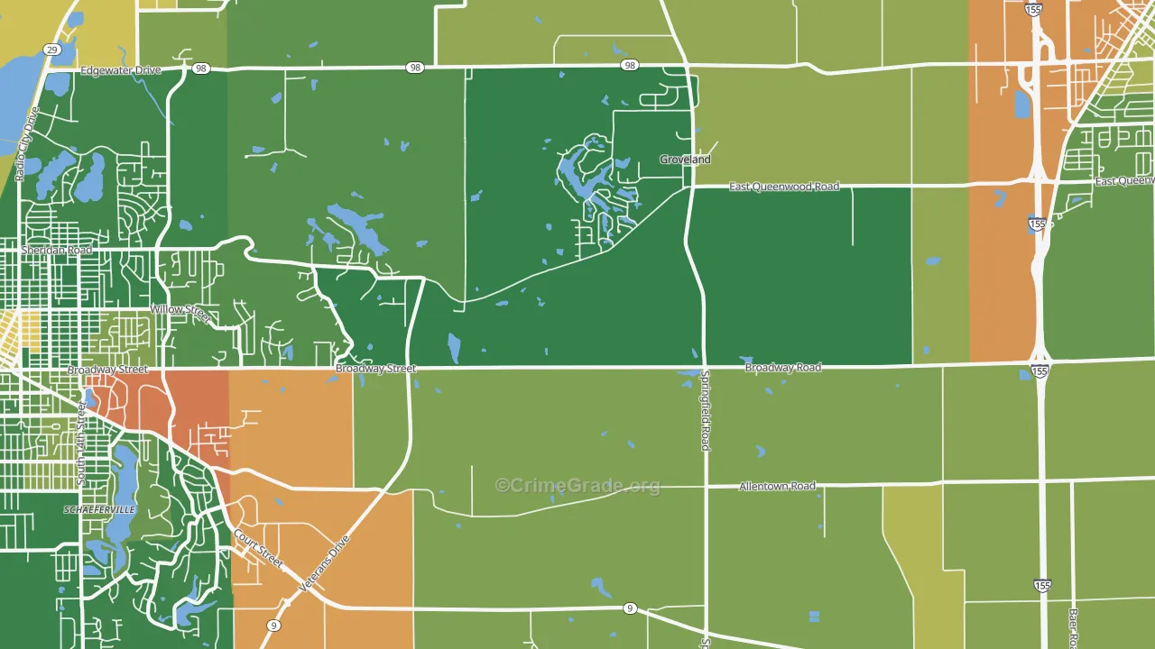 Towne Oaks, IL Map of Drug-Related Crime Rates