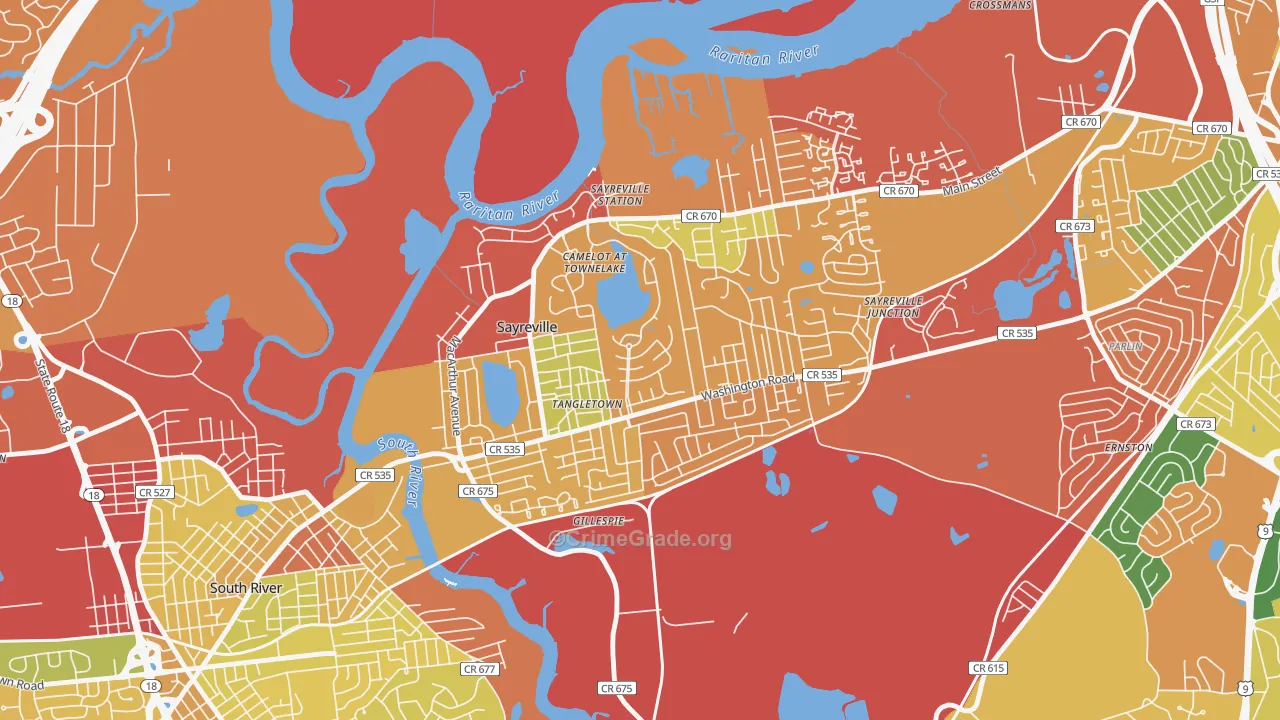 Townelake, Sayreville, NJ Map of Drug-Related Crime Rates