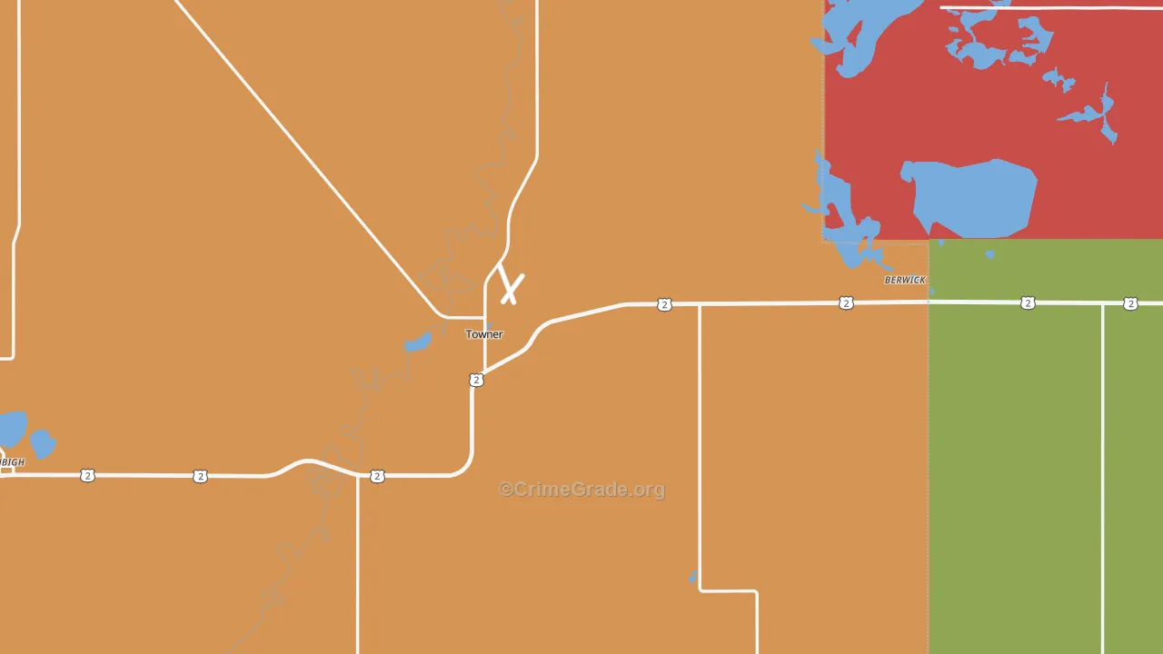 Towner, ND Map of Drug-Related Crime Rates